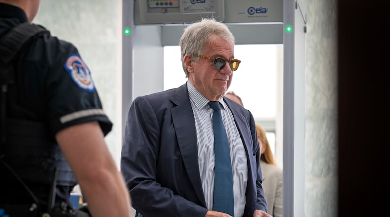 FILE - Leon Black, a billionaire who was close with Jeffrey Epstein, arrives for a closed-door interview with the House Oversight Committee at the Capitol in Washington, June 26, 2026. (AP Photo/J. Scott Applewhite, File)