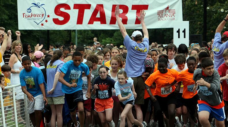 The AJC Peachtree Jr. is a 3K race for kids 7-12 run inside Piedmont Park in Atlanta.