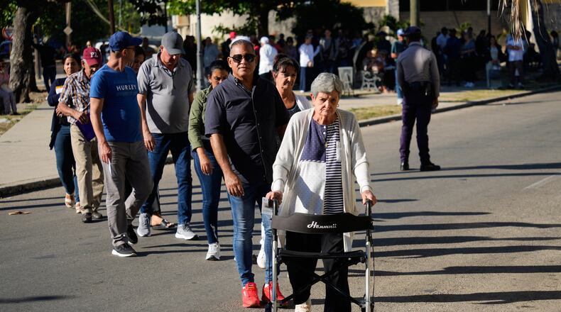 Cubans line up for appointments at the U.S. embassy in Havana, Cuba, Thursday, Jan. 8, 2026. (AP Photo/Ramon Espinosa)