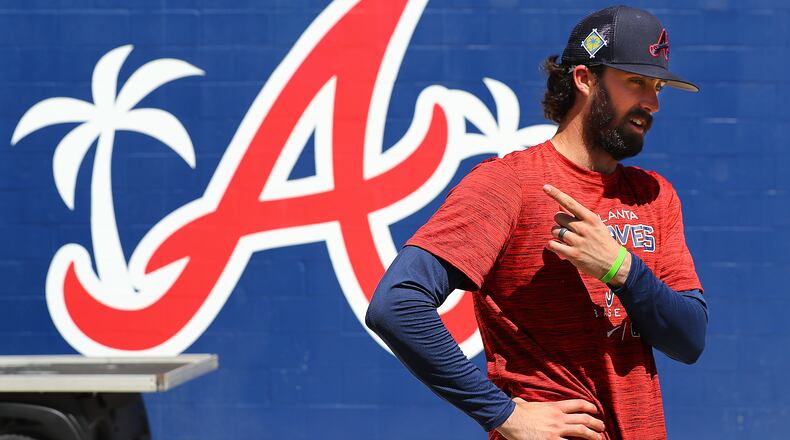 Braves shortstop Braden Shewmake takes questions after the first day of Braves minor league spring training camp Sunday, March 6, 2022, in North Port, Florida.  “Curtis Compton / AJC file”