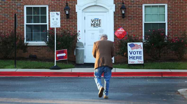 A voter makes his way to the polling location at Johnson Ferry Baptist Church during Election Day in Marietta, Georgia, on Tuesday, Nov. 2, 2021. (Photo/Austin Steele for the Atlanta Journal Constitution)