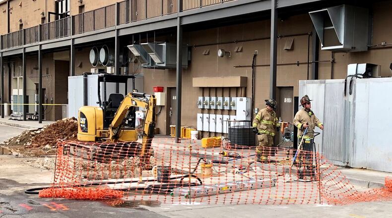 Crews were at the scene of the gas leak Monday afternoon.