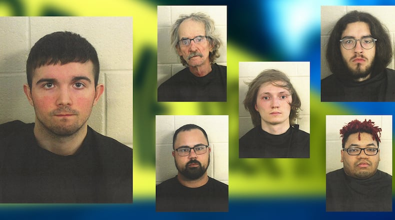 Austin Wray (left), a youth pastor in Rome, was among seven people arrested in a multi-agency child porn sting. Five of the others include (from top): Jackie Autry, Jason Gass, Joab Stewart, Richard Castleman and Tyler Johnson.