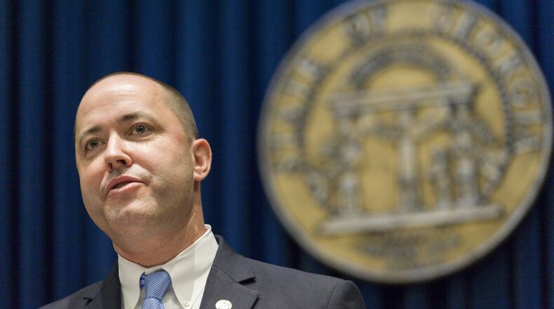 Georgia Attorney General Chris Carr announced a $225,000 settlement with First American Title Lending of Georgia on Nov. 15, 2017. (DAVID BARNES / DAVID.BARNES@AJC.COM)
