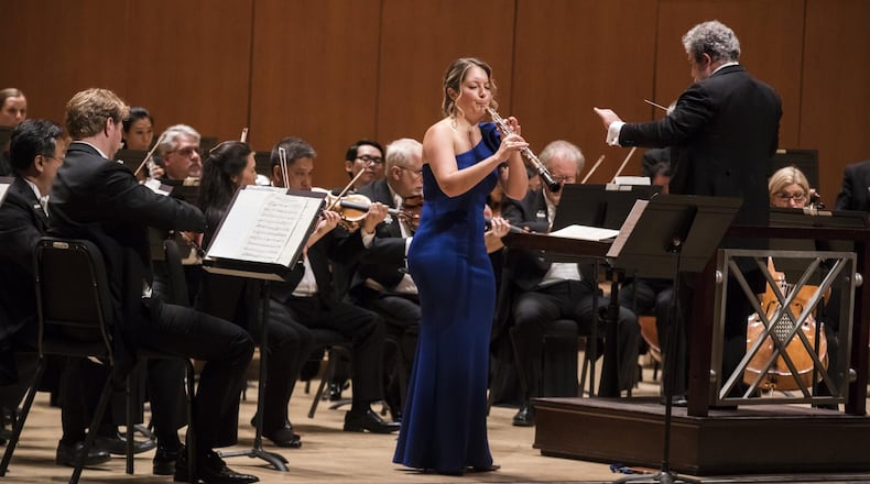 Guest conductor Carlo Rizzi leads principal oboe Elizabeth Koch Tiscione and the Atlanta Symphony Orchestra in the Mozart Oboe Concerto. CONTRIBUTED BY NUNNALLY RAWSON
