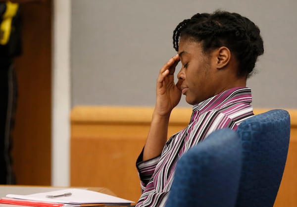 April 25, 2019 - Lawrenceville - The prosecution continued for the second day in the Tiffany Moss death penalty trial with the testimony of Eman Moss.  Moss, who is representing herself, again declined to  ask questions of  the prosecution witnesses.   Bob Andres / bandres@ajc.com