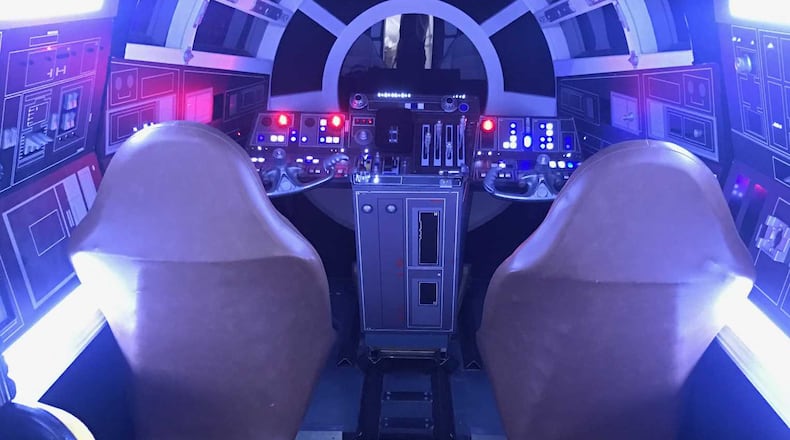 This is what it looks like inside a model of the Millennium Falcon parked at The Battery Atlanta during "May The 4th Be With You" weekend.