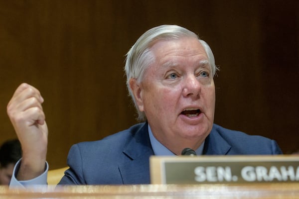 Sen. Lindsey Graham, R-S.C., questions Secretary of Defense Pete Hegseth during a Senate Committee on Appropriations subcommittee hearing to examine proposed budget estimates for fiscal year 2026 for the Department of Defense, on Capitol Hill, Wednesday, June 11, 2025, in Washington. (AP Photo/Rod Lamkey, Jr.)