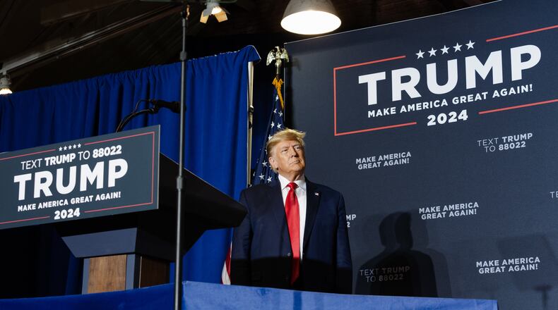 FILE — Former President Donald Trump at a campaign event in Manchester, N.H., April 27, 2023. There are indications that the Georgia inquiry could result in a broad indictment that may directly address whether Trump violated state laws as he sought to overturn President Joe Biden’s victory in the weeks after the 2020 election. (Sophie Park/The New York Times)