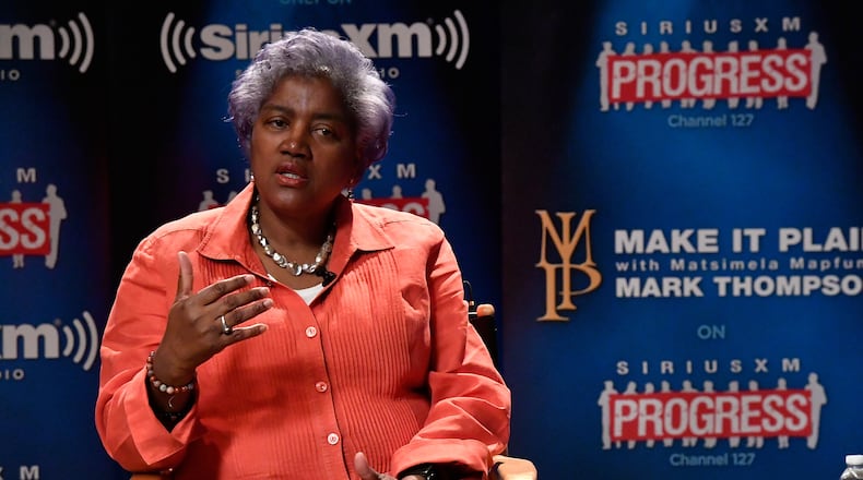 WASHINGTON, DC - OCTOBER 17: DNC Chair Donna Brazile speaks with host Mark Thompson (not pictured) during a "Leading Ladies" discussion at SiriusXM studios on October 17, 2016 in Washington, DC. (Photo by Larry French/Getty Images for SiriusXM)