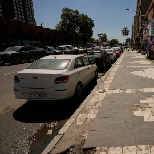 A street view shows the street corner in central Baghdad's Saadoun Street where U.S. journalist Shelly Kittleson was kidnapped in central Baghdad, Iraq, Wednesday, April 1 2026. (AP Photo/ Hadi Mizban)