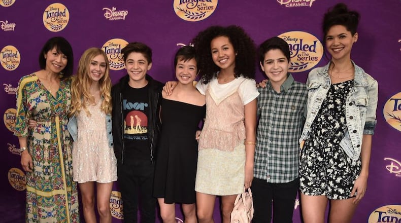BEVERLY HILLS, CA - MARCH 04: Actors Lauren Tom, Emily Skinner, Asher Angel, Peyton Elizabeth Lee, Sofia Wylie, Joshua Rush and Lilan Bowden attend a screening of Disney Channel's "Tangled Before Ever After" at The Paley Center for Media on March 4, 2017 in Beverly Hills, California. (Photo by Alberto E. Rodriguez/Getty Images)