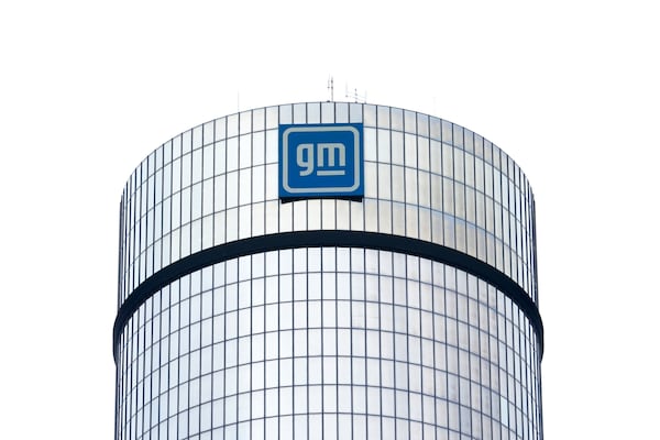 FILE - A General Motors logo is seen on a building, April 24, 2024, in Detroit. (AP Photo/Paul Sancya, File)