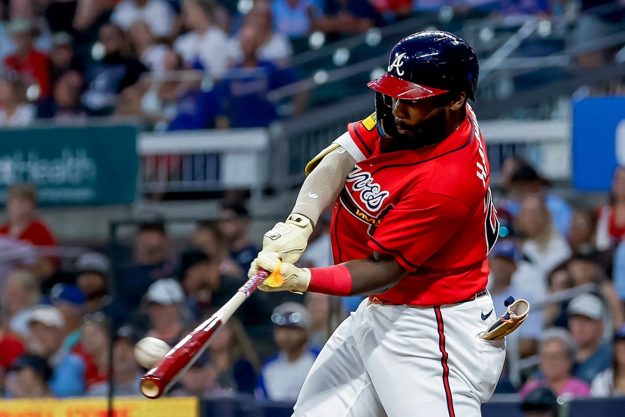 Atlanta Braves' Michael Harris II hits a three-run home run against the Washington Nationals during the sixth inning of a baseball game, Friday, July 31, 2026, in Atlanta. (Erik S. Lesser/AP)