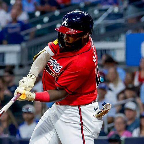 Atlanta Braves' Michael Harris II hits a three-run home run against the Washington Nationals during the sixth inning of a baseball game, Friday, July 31, 2026, in Atlanta. (Erik S. Lesser/AP)