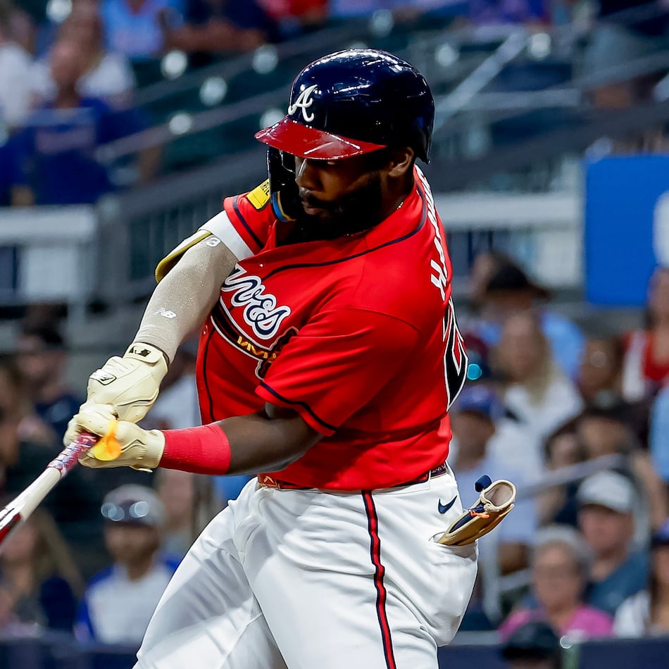 Atlanta Braves' Michael Harris II hits a three-run home run against the Washington Nationals during the sixth inning of a baseball game, Friday, July 31, 2026, in Atlanta. (Erik S. Lesser/AP)