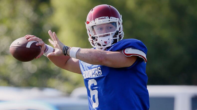 Baker Mayfield at practice.