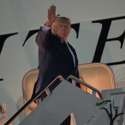 President Donald Trump waves as he boards Air Force One, Monday, July 6, 2026, at Joint Base Andrews, Md. (AP Photo/Alex Brandon)