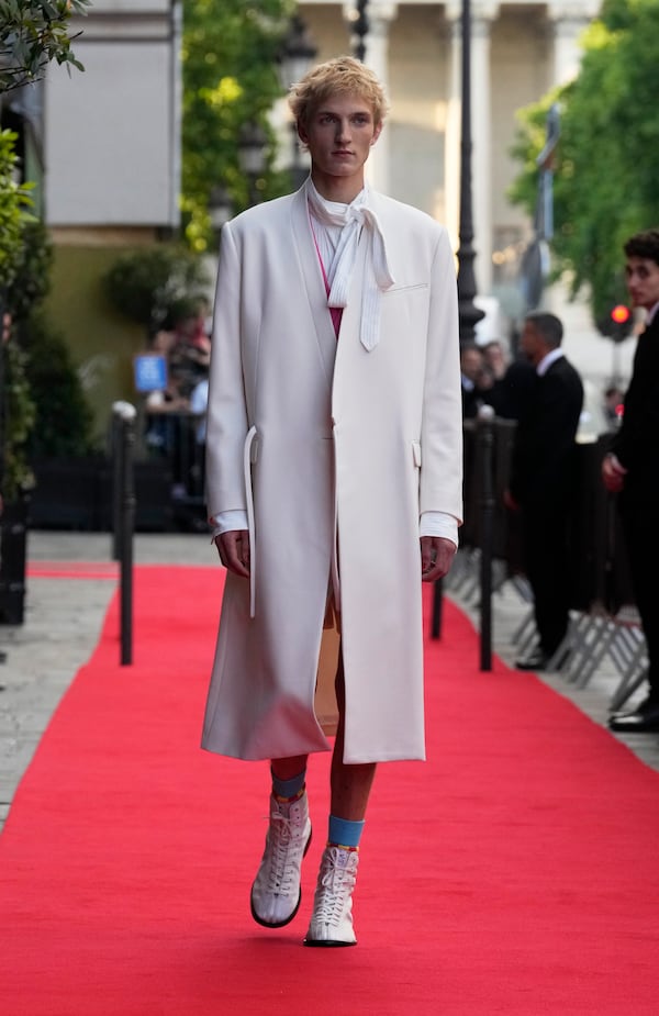 A model wears a creation as part of the men's Kenzo Spring-Summer 2026 collection, that was presented in Paris, Friday, June 27, 2025. (AP Photo/Michel Euler)
