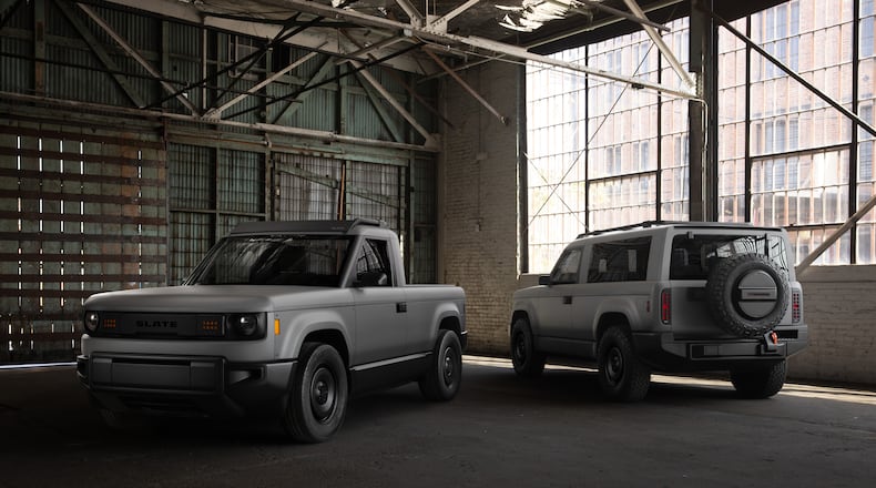 Electric vehicle startup Slate recently unveiled its bare-bones Truck and SUV models in a car market desperate for a shakeup, Cox Automotive writer Sean Tucker says. (Courtesy of Slate)