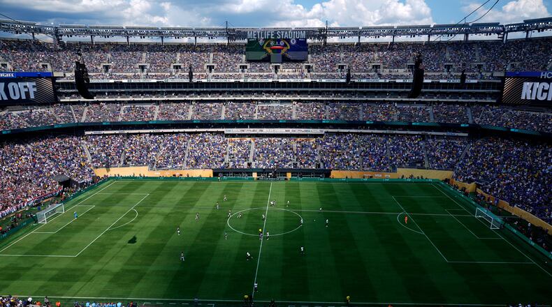 FILE - General view of the MetLife stadium during the Club World Cup semifinal soccer match between Fluminense and Chelsea in East Rutherford, N.J., Tuesday, July 8, 2025. (AP Photo/Pamela Smith, File)
