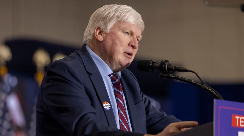 FILE - Rep. Glenn Grothman, R-Wis. speaks at a rally for Republican presidential candidate former President Donald Trump, April 2, 2024, in Green Bay, Wis. (AP Photo/Mike Roemer, File)