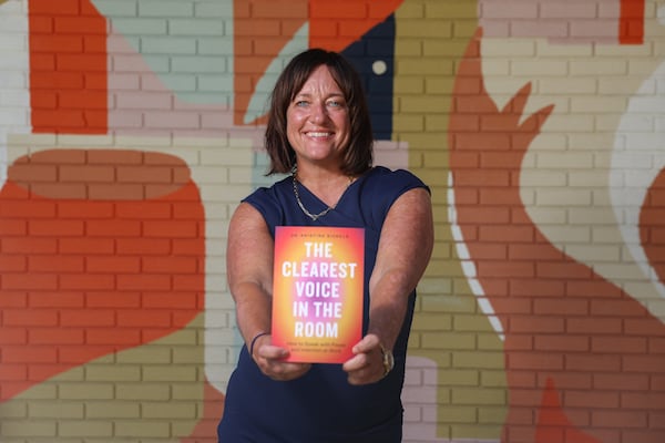 Kristine Sickels’ new book, “The Clearest Voice in the Room: How to Speak with Power and Intention at Work,” is set to be released Wednesday. (Arvin Temkar/AJC)