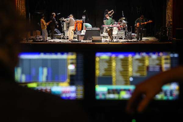 Penelope Road, the Atlanta band with a soulful, retro-infused sound, does a sound check at Variety Playhouse in December. (Abbey Cutrer/AJC)