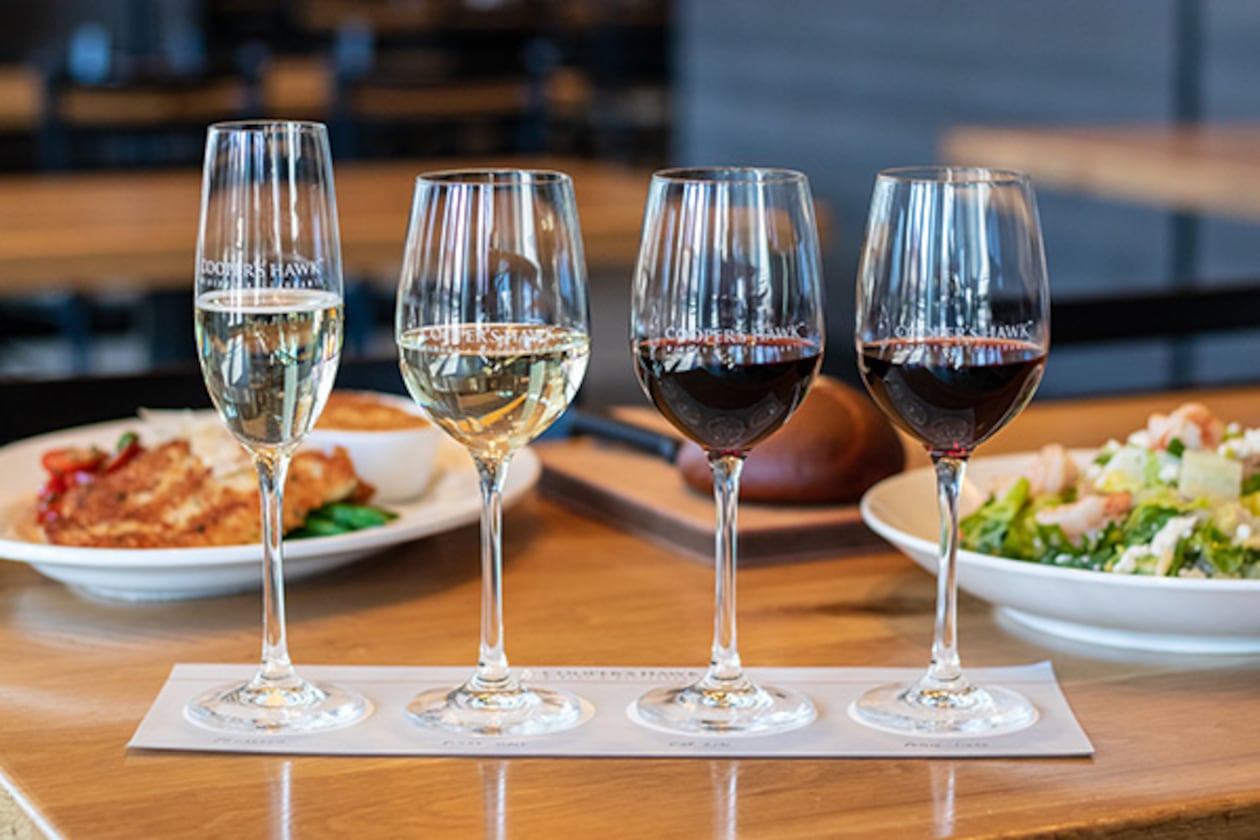 The home of one of the world’s largest wine clubs, Cooper’s Hawk clearly holds mass appeal. The upscale chain also serves cocktails and beer. (Courtesy of Cooper’s Hawk Winery and Restaurant)