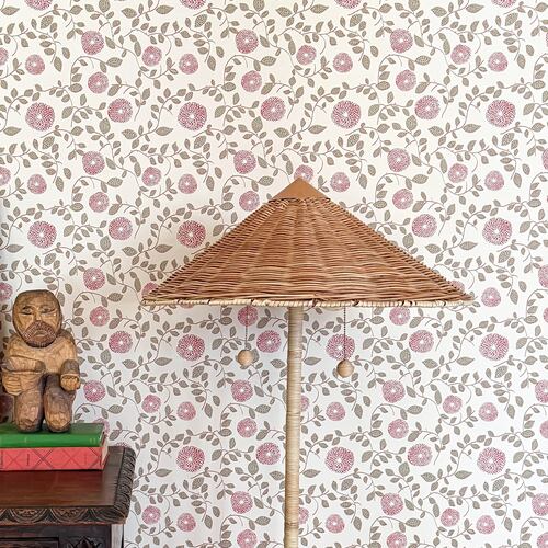 Wallpaper from Gray Benko Home shows how pattern can act as a backdrop, grounding furniture, art and collected pieces without overpowering the space. (Courtesy of Gray Benko Home)