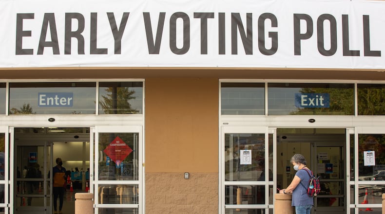 DeKalb County residents vote early at the future Stonecrest City Hall in Stonecrest, Georgia, on Saturday, October 24, 2020. (Rebecca Wright for the Atlanta Journal-Constitution)