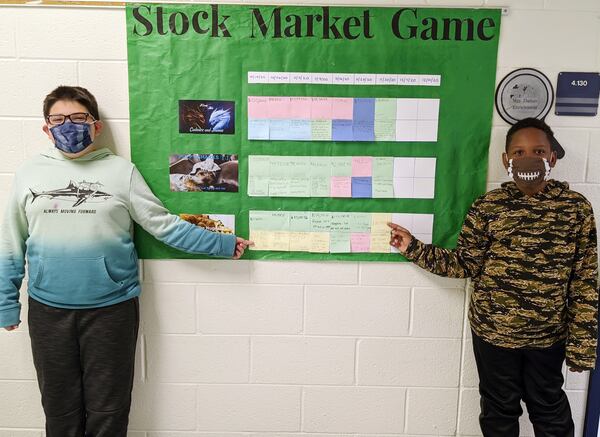 A team of student investors at Cleveland Elementary School won the fall session of the Stock Market Game for Fayette’s Congressional District 3, having posted the largest profits of any other elementary in the district. Cleveland Elementary’s investor team of Morgan Menard and Ky McCoy took a hypothetical $100,000 and turned it into $123,953.55 in just over an eight-week period. They broke Fayette County’s record for highest net gains by an elementary school, $15,000, that was posted by Inman Elementary last fall.