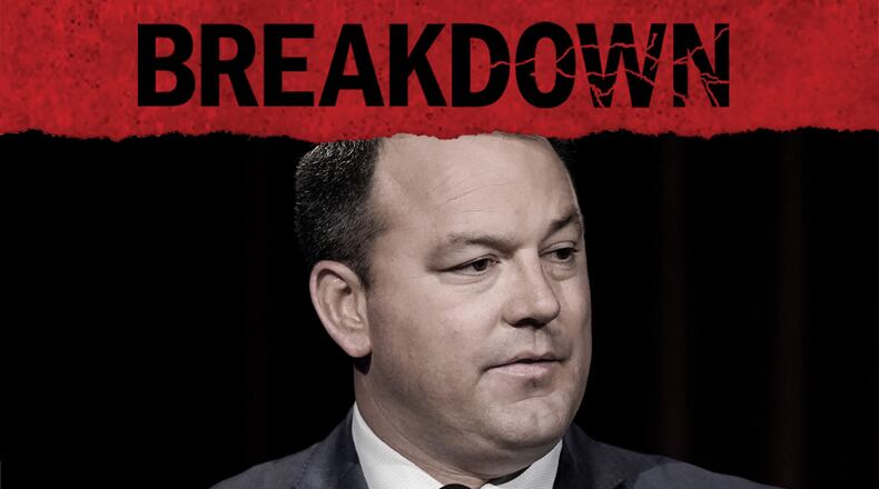 Georgia's slate of 16 false electors who attempted to overturn Joe Biden's victory in the 2020 included Burt Jones, this year's GOP nominee for lieutenant governor. The 16th episode of the AJC's podcast "Breakdown — The Trump Grand Jury" — revisits the secretive meeting of those false electors and how those events made them targets of the Fulton special purpose grand jury probe. (Brynn Anderson / AP file)