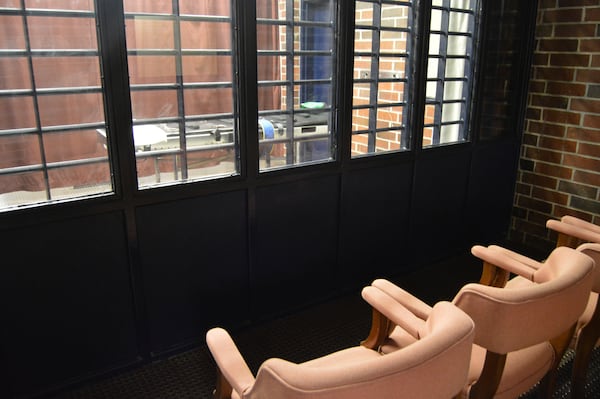 FILE - This undated photo provided by the South Carolina Department of Corrections shows the witness room in the execution chamber at the Broad River Correctional Institution in Columbia, S.C. (South Carolina Department of Corrections via AP, File)