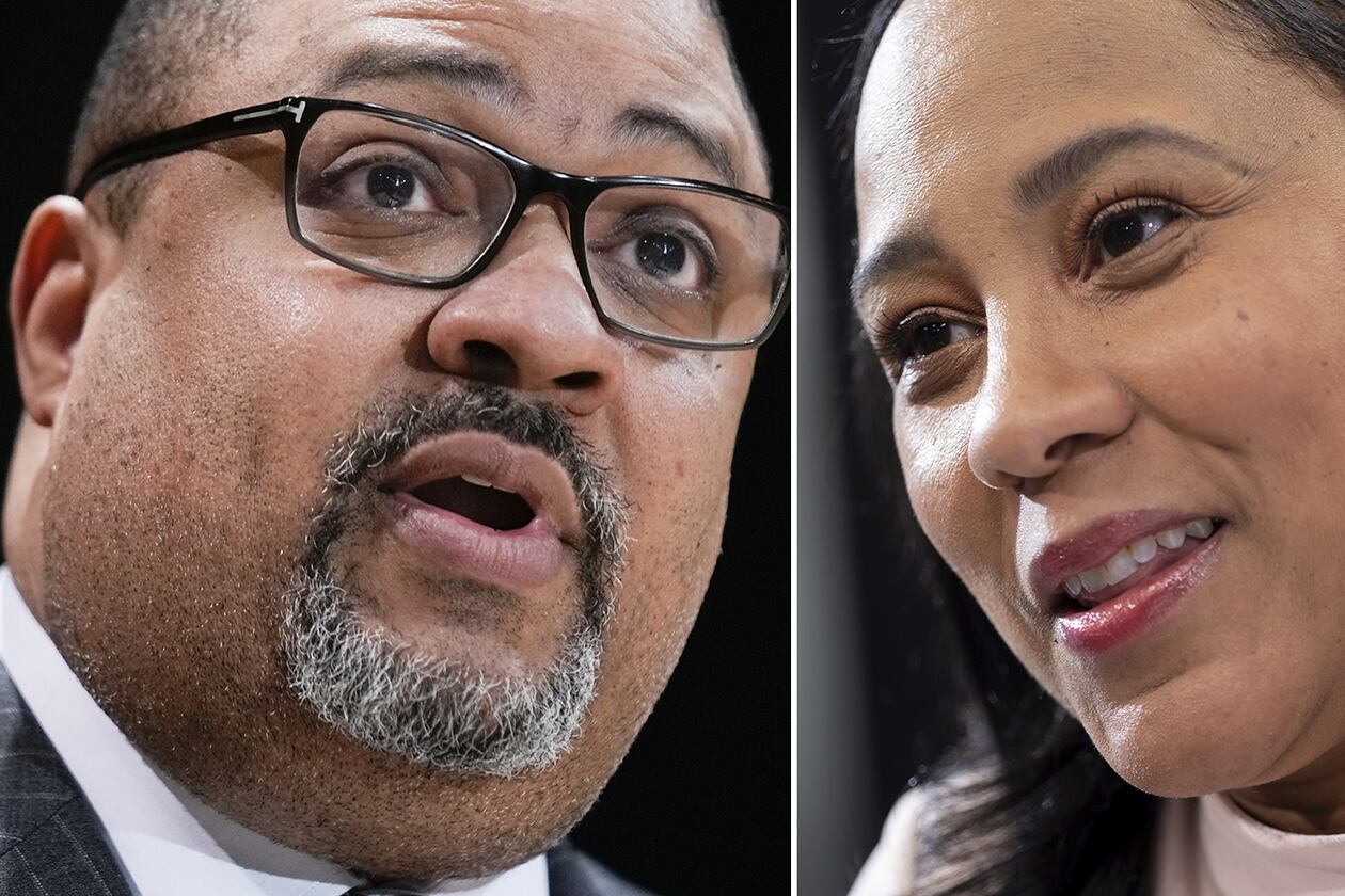 The offices of Manhattan District Attorney Alvin Bragg and Fulton County District Attorney Fani Willis are each nearing decisions on whether to indict former President Donald Trump in separate cases. (Seth Wenig & Ben Gray/AP file)