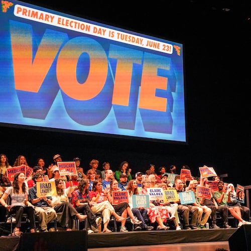 Mayor Zohran Mamdani speaks during a Get Out The Vote rally ahead of New York's primary election, Thursday, June 18, 2026, in the Brooklyn borough of New York. (AP Photo/Ryan Murphy)