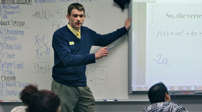 Daniel Keiger, a Kennesaw State University intern, teaches freshman algebra at Osborne High School in Marietta as part of a special training program at KSU.