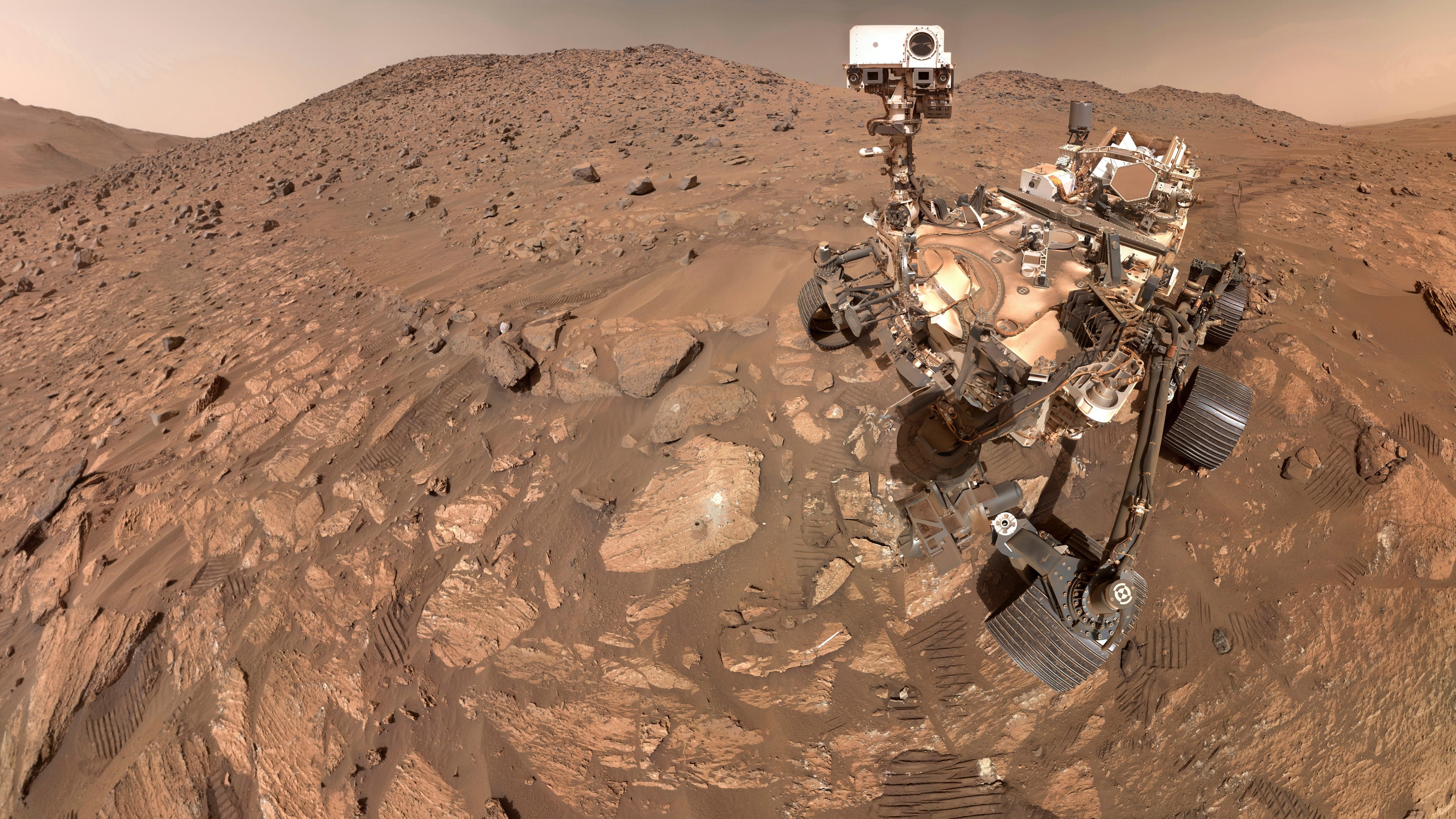 FILE - This image provided by NASA, shows a selfie of their Perseverance Mars rover, on July 23, 2024. The image is made up of 62 individual images that were stitched together. (NASA via AP, file)