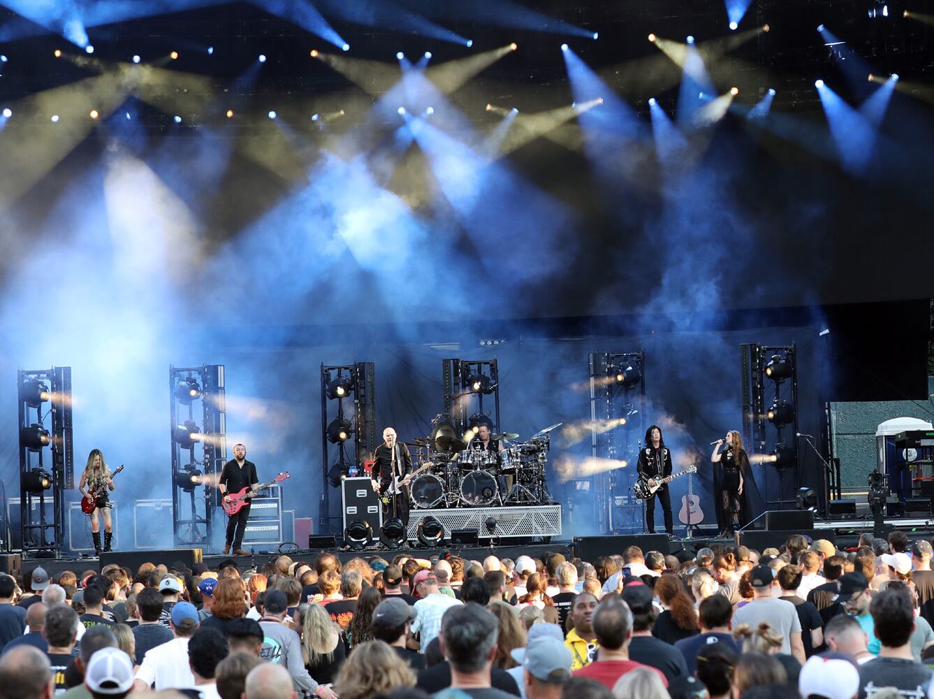 Green Day brought their Saviors Tour to Truist Park on Wednesday, August 28, 2024. Opening acts were Smashing Pumpkins, Rancid, The Linda Lindas and Paradox.. 
Robb Cohen for the Atlanta Journal-Constitution