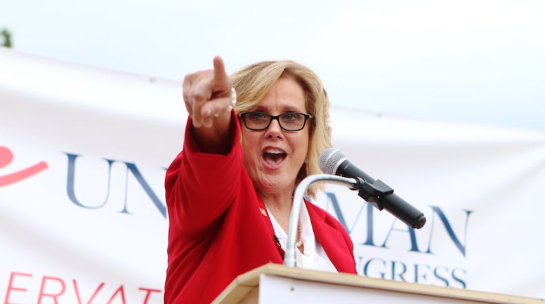 June 6, 2019 Gwinnett County- State Senator Renee Unterman addresses the crowd during the announcement of her congressional bid on Thursday, June 6, 2019 in Buford, Georgia. Unterman will campaign to represent Georgia's seventh congressional district, and is running as a pro-life Republican. She strongly supported the passage of Georgia's heartbeat bill.(Christina Matacotta/christina.matacotta@ajc.com)