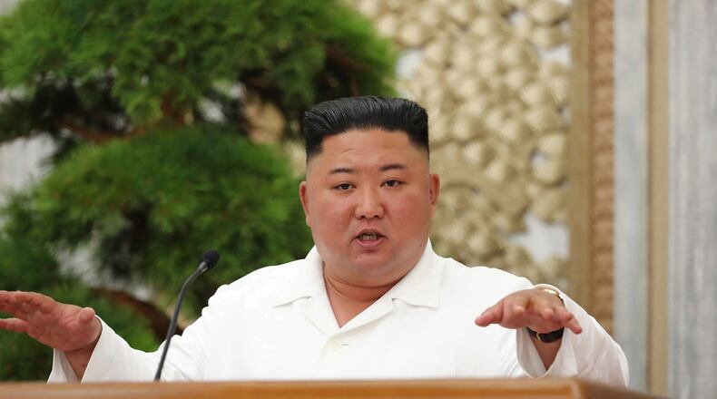 In this photo provided by the North Korean government, North Korean leader Kim Jong Un attends a politburo meeting of the Central Committee of the Workers’ Party of Korea in Pyongyang, North Korea on Thursday. Independent journalists were not given access to cover the event depicted in this image distributed by the North Korean government. The content of this image is as provided and cannot be independently verified.