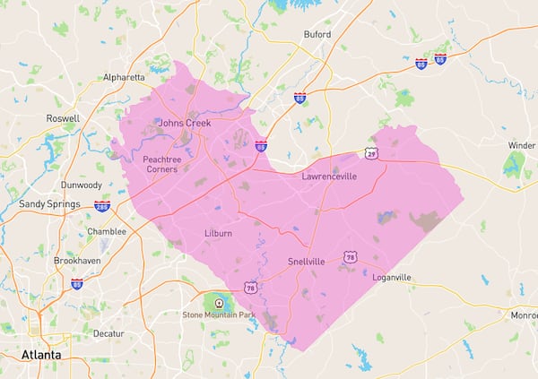 Map of Georgia's 7th Congressional District in 2022.
