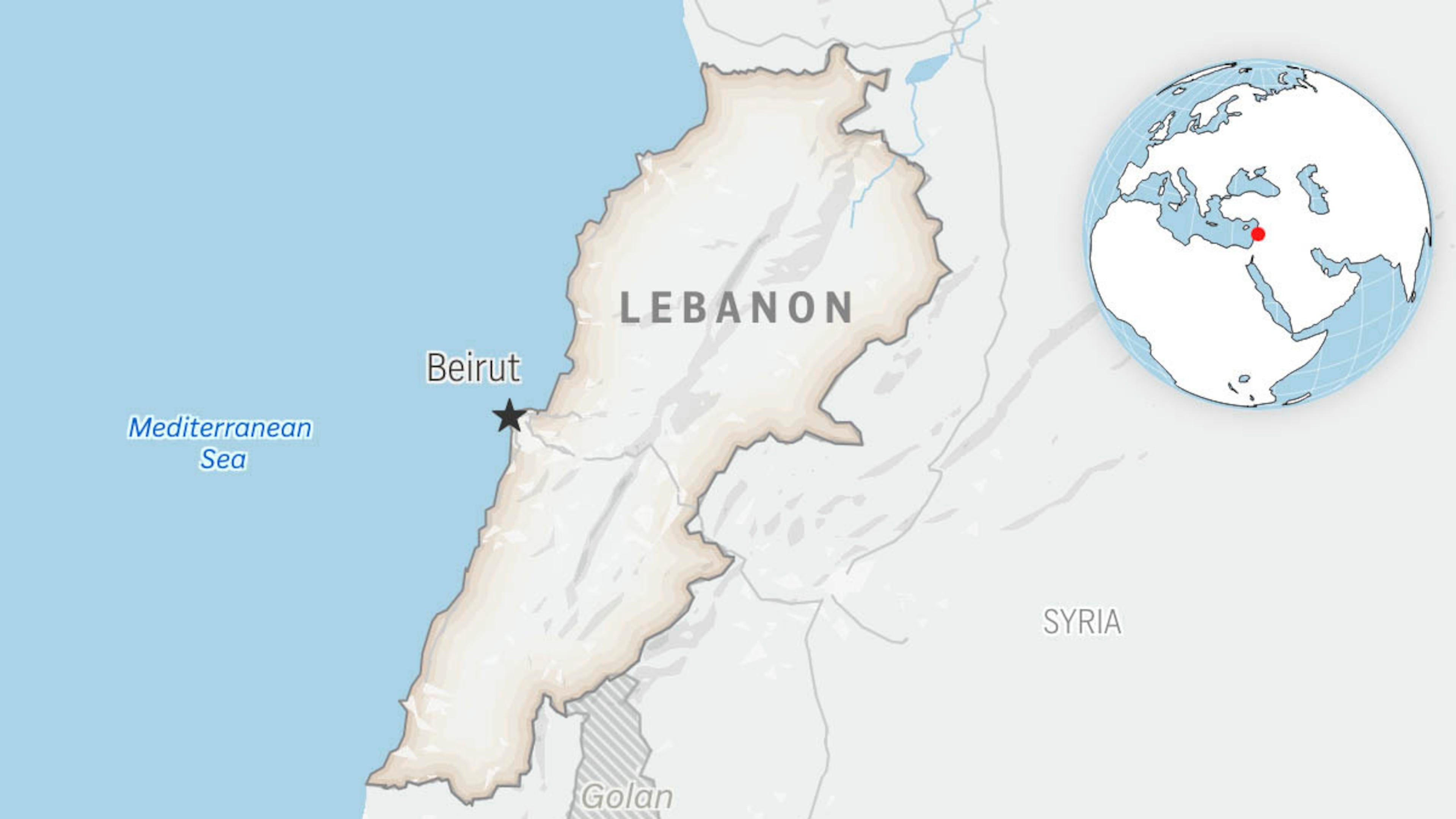 This is a locator map for Lebanon with its capital, Beirut. (AP Photo)
