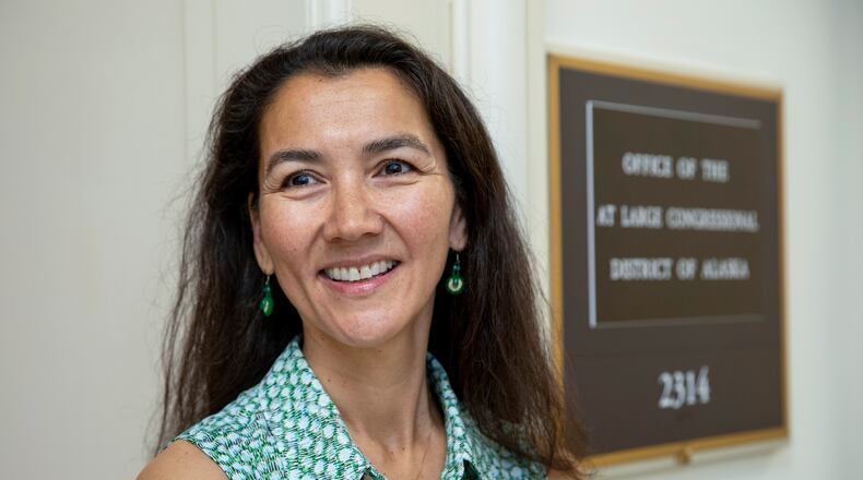FILE - Rep.-elect Mary Peltola, D-Alaska, is interviewed on Capitol Hill in Washington, Sept. 12, 2022. (AP Photo/Amanda Andrade-Rhoades, File)