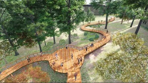 Oglethorpe University has opened the Schall Woodland Walk. It allows the entire campus community to use the same common path of travel from the academic quad to the campus center and residence halls. PHOTO CONTRIBUTED.