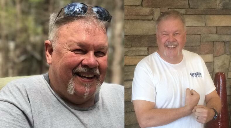 Rudy Hickman weighed 281 pounds when the photo on the left (contributed by Onelife Fitness, www.onelifefitness.com) was taken in November 2016. In the photo on the right, taken in January, he weighed 238 pounds. (photo contributed by Rudy Hickman).