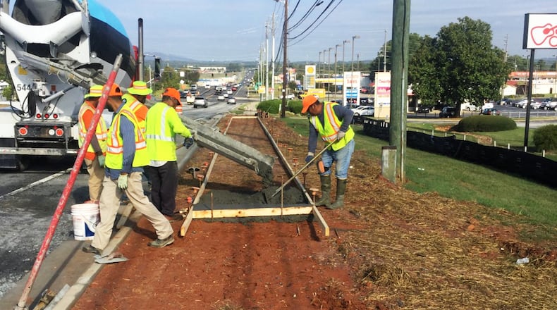 Sidewalks will be installed by Cobb County along Nichols Road at Vaughan Elementary School in Powder Springs. Courtesy of Cobb County