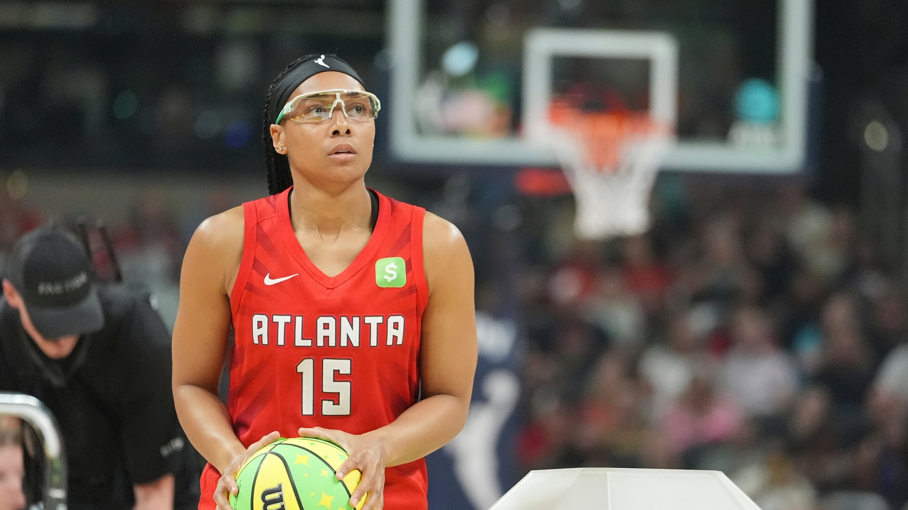 Allisha Gray and the Atlanta Dream will still be playing their home games in College Park, but the team announced that its headquarters will be moving from its longtime home of Centennial Tower in downtown to Brickworks in west Midtown. (Michael Conroy/AP)