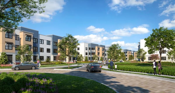 This is a rendering of Sandtown Village, a mixed-use project proposed by Hutch Development LLC along Campbellton Road in South Fulton. (Courtesy of Hutch Development LLC)