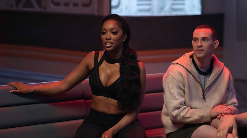 STARS ON MARS: L-R: Porsha Williams Guobadia and Adam Rippon on the “Solar Flare” episode of STARS ON MARS airing, Monday, July 31 (8:00-9:00 PM ET/PT) on FOX. CR: Brook Rushton/FOX. ©2023 FOX Media LLC.